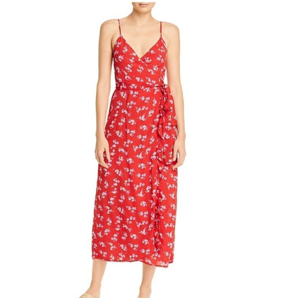 New Flynn Skye Nikki Wrap Dress Womens S Red Floral Ciao For Now Midi